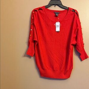 Chelsea & Theodore Red Sweater with Button Accents size L